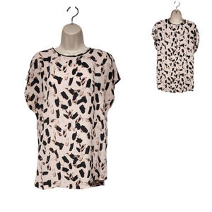 Banana Republic ABSTRACT-PRINT TOP Sleeveless Tunic Blouse  Color Pink/Brown M